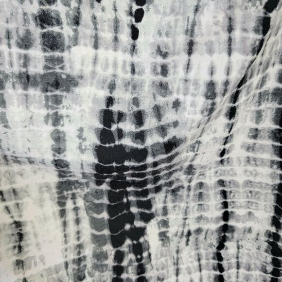 Tiered Knee Length Dress Women XL 14 Black White Scoop Neck Short Sleeve 16 Fall - Picture 10 of 12